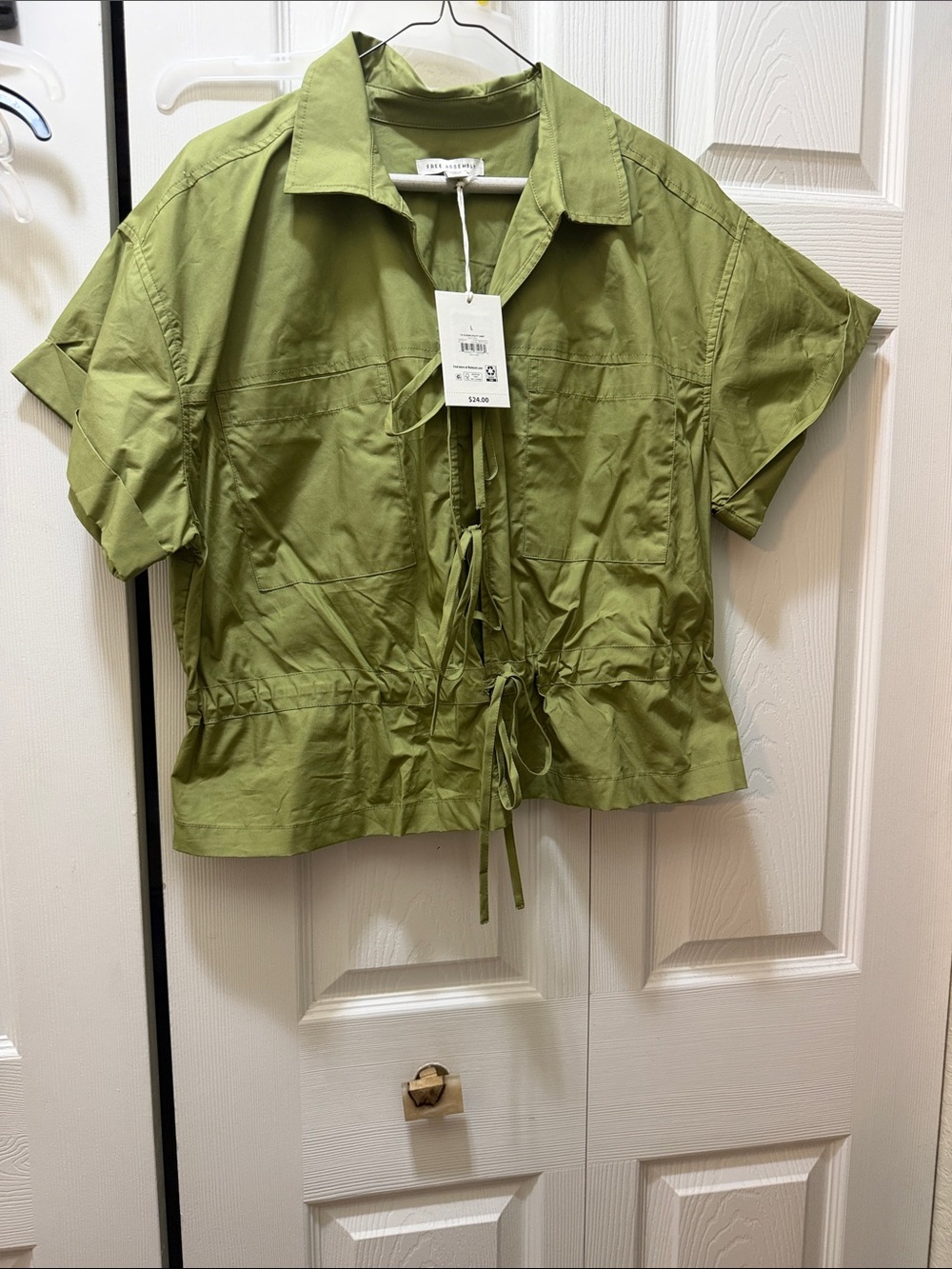 Light Olive Drawstring Shirt Jacket